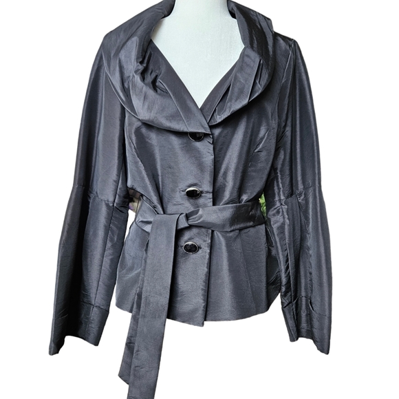 SPANNER Jackets & Blazers - Spanner evening formal event cocktail black jacket blouse with sash shiny 12